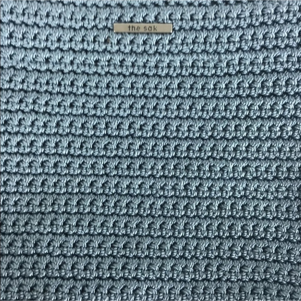 The Sak Crochet Shoulder Purse Handbag Zip Blue - Picture 2 of 8